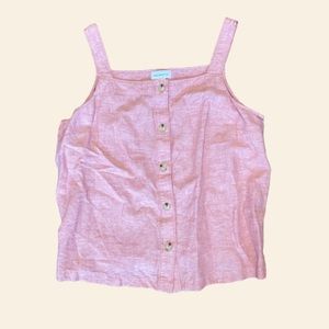 Liz Claiborne Womens Pink Button Up Linen Tank Top Size XL NWT Cottagecore Beach
